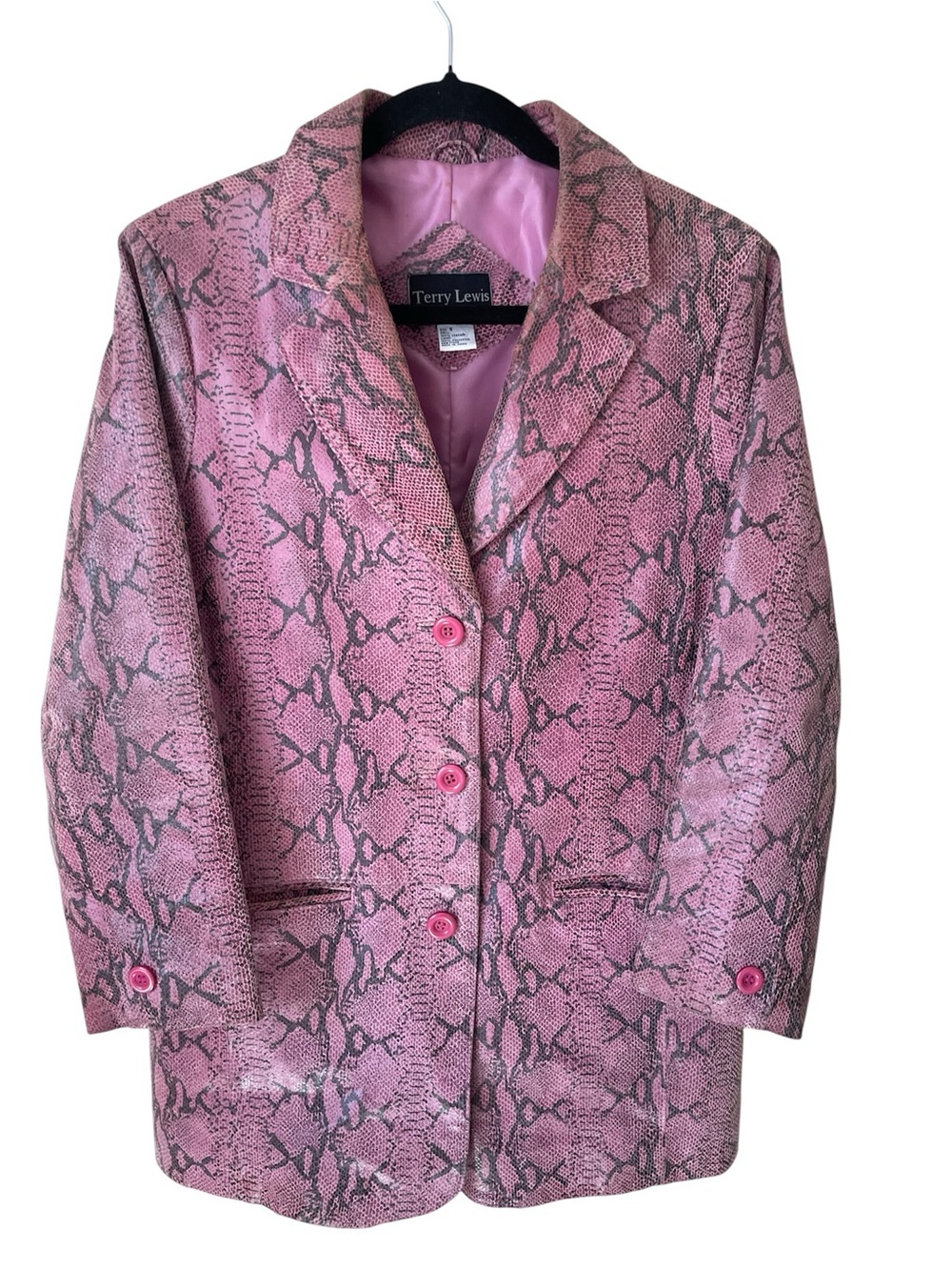 Vintage Terry Lewis Pink Snakeskin Real Leather Blazer Jacket